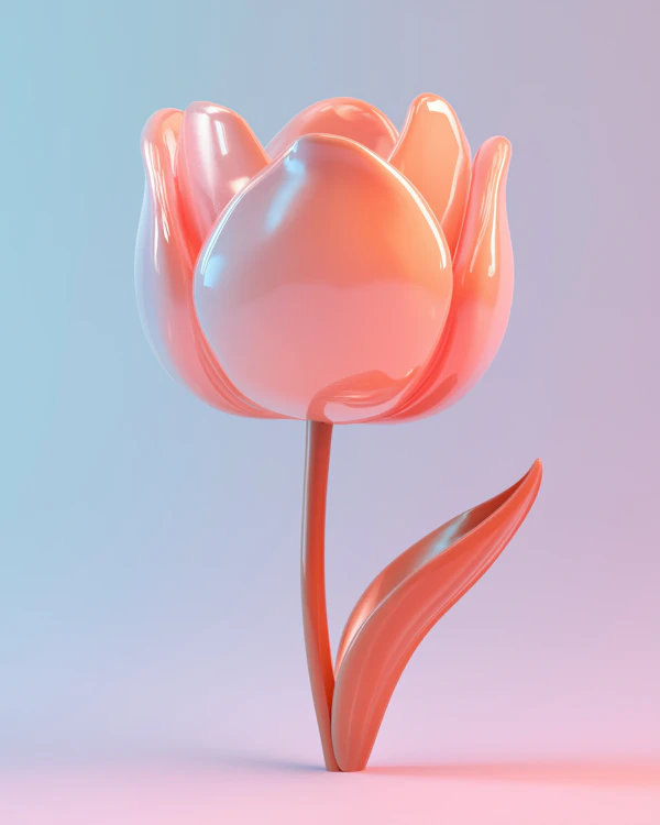 Glossy 3D Tulip Art