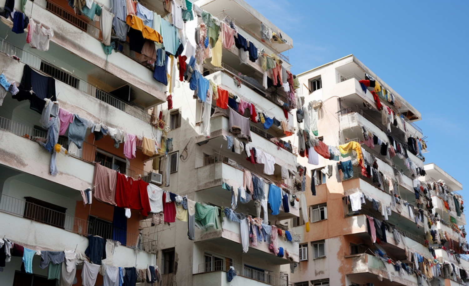 Urban Tapestry: The Laundry-Filled Balconies