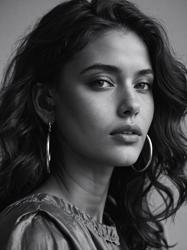 Black and White Portrait of a Young Woman