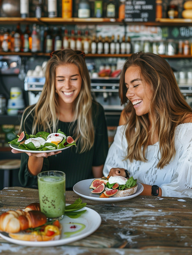 Friends Enjoying Healthy Meal at Cafe