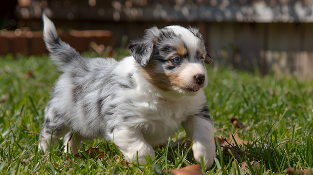 Playful Puppy on Lawn