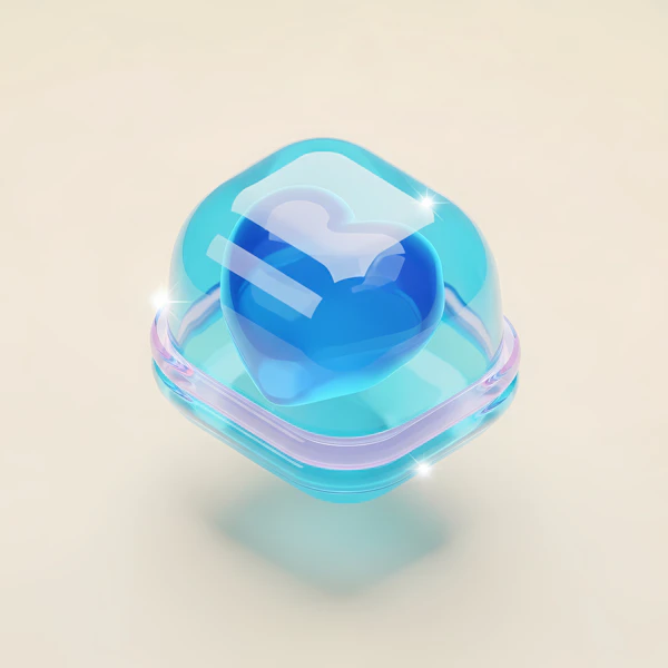 Blue Heart in Cube