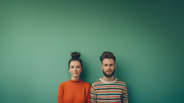Modern Minimalism: A Stylish Pair against Teal