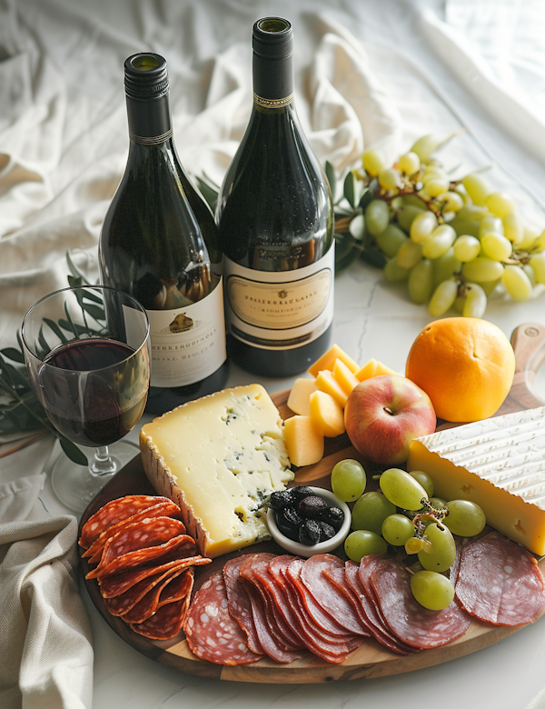 Elegant Food and Wine Spread