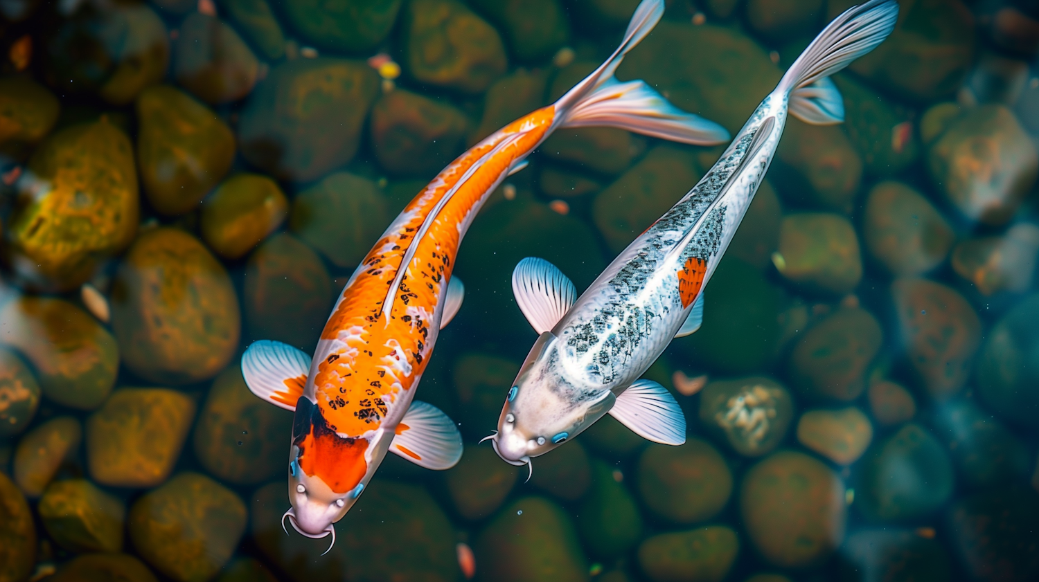 Face-to-Face Koi Fish in Pond