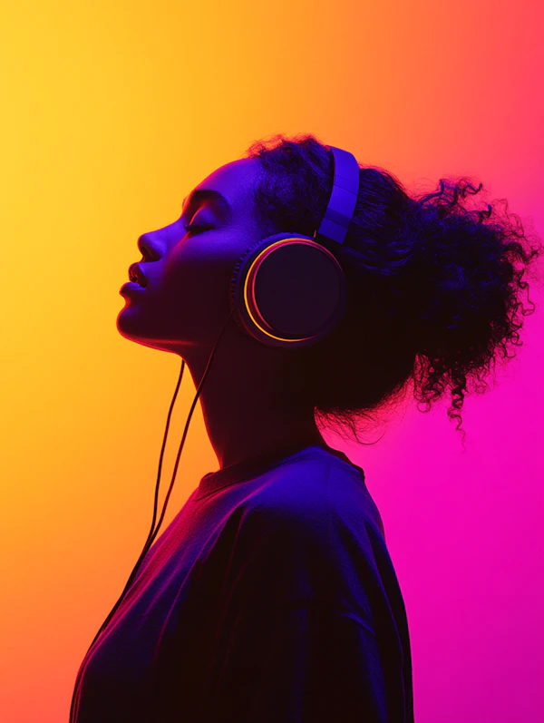 Woman Immersed in Music