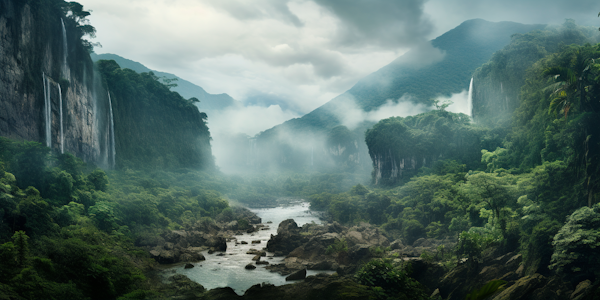 Mystical Mist-Clad Waterfall Sanctuary