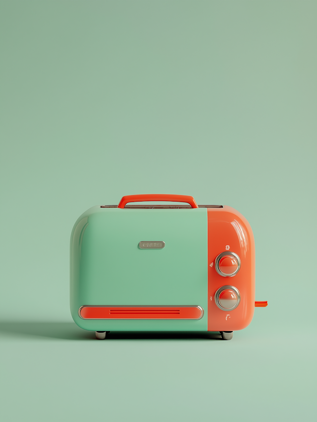 Retro-Style Toaster with Pastel Green and Orange Accents