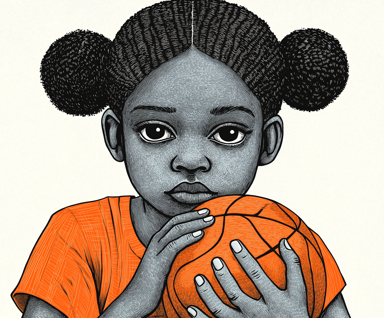 Contemplative Young Basketball Player Illustration