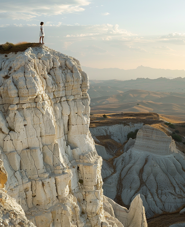 Solitude on a Rocky Cliff at Sunset