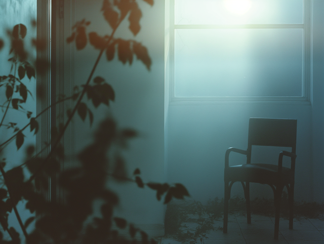 Solitary Chair in a Dimly Lit Room