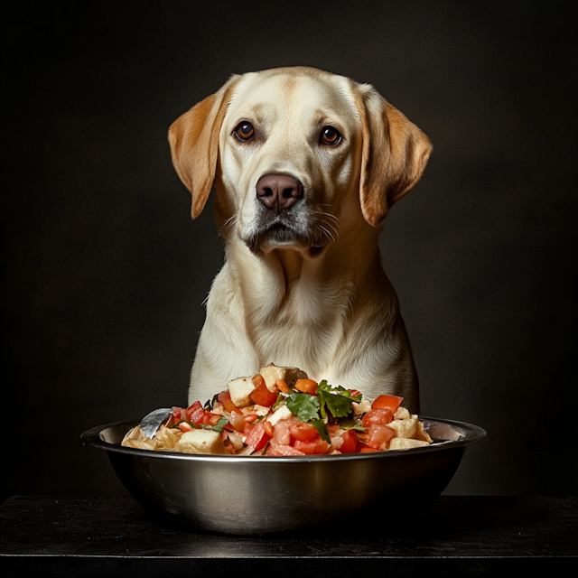 Labrador with Salad