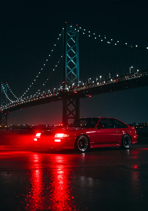 Red Sports Car at Night