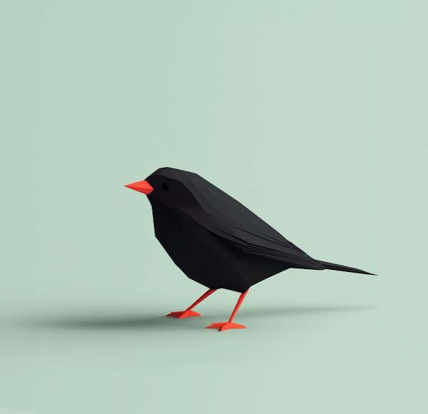 Stylized Minimalist Black Bird Illustration