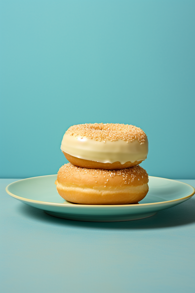 Sesame Bagels with Cream Cheese on Pastel Plate