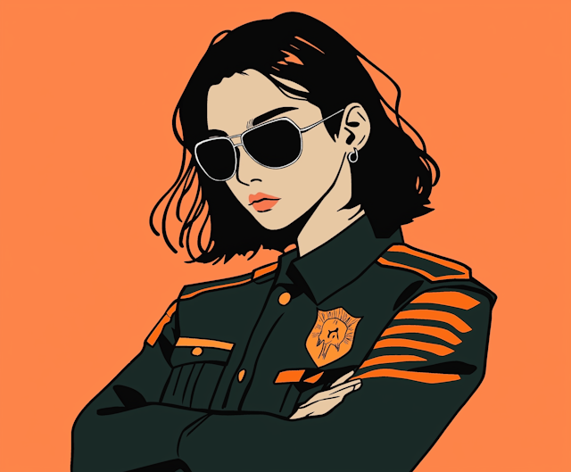 Stylized Illustration of Authoritative Woman