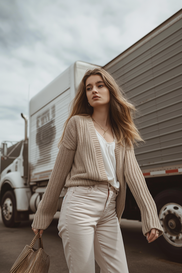 Confident Young Woman in Industrial Setting