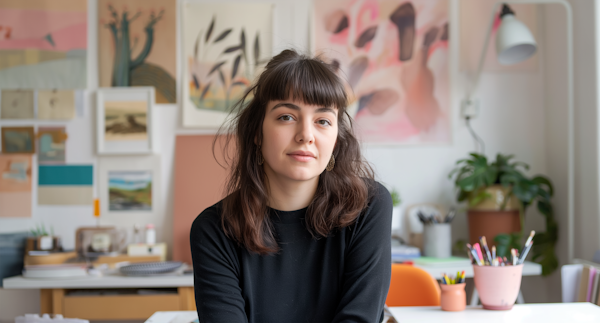 Artist at Her Desk