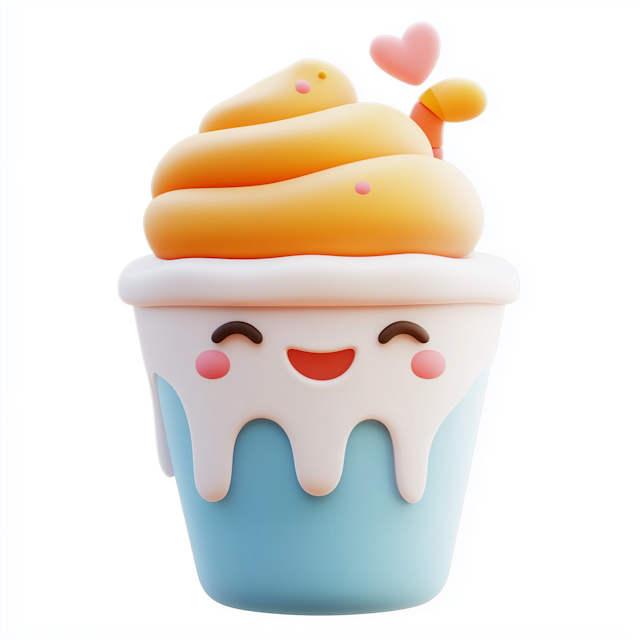 Whimsical Cartoon Cupcake