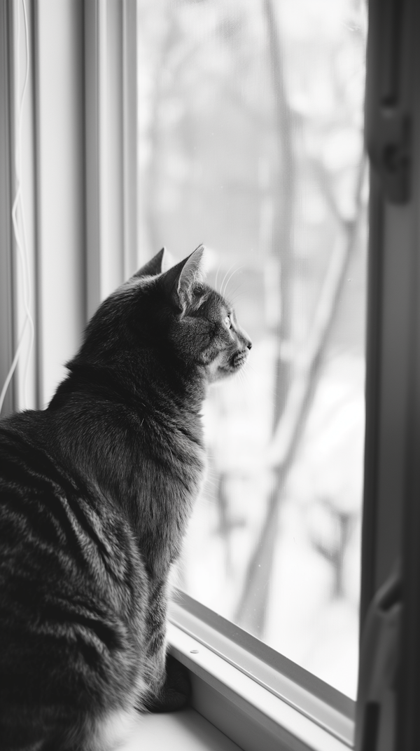 Contemplative Tabby Cat by the Window