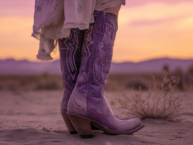 Purple Cowboy Boots in the Desert