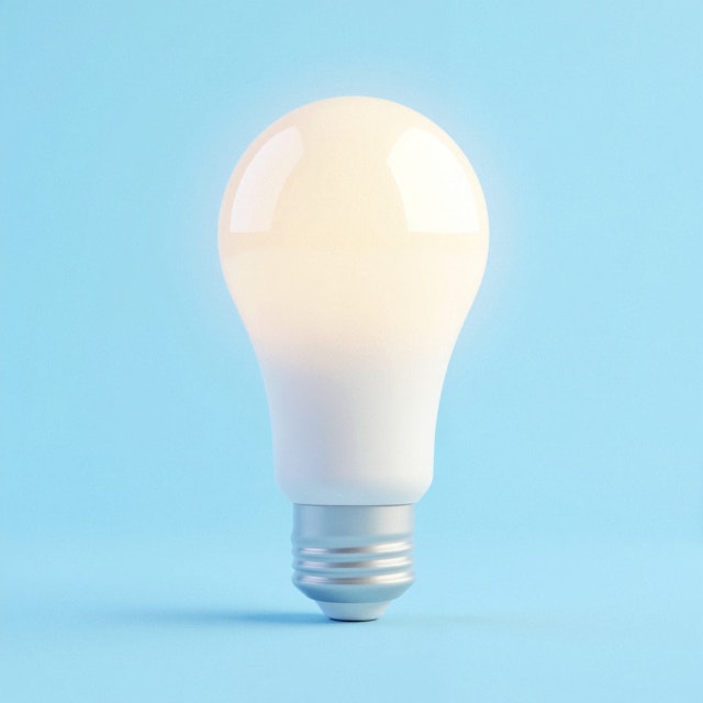 Light Bulb on Blue Background