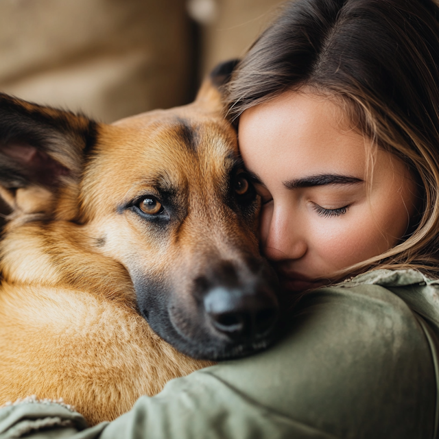 Tender Moment with German Shepherd