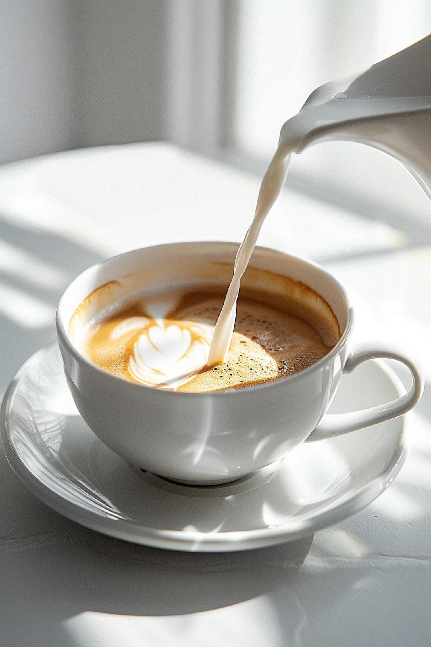 Heart-shaped Milk Pattern in Coffee Cup