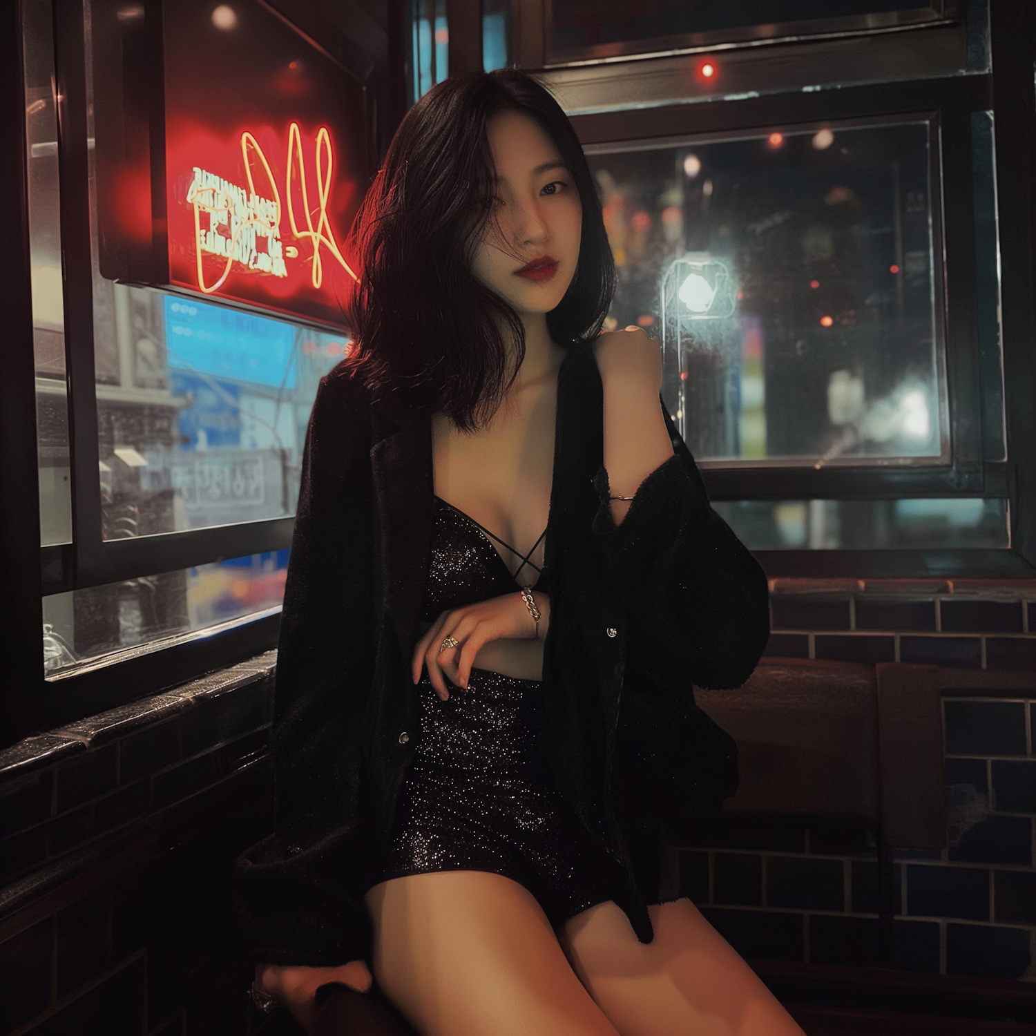 Elegant Woman in a Bar