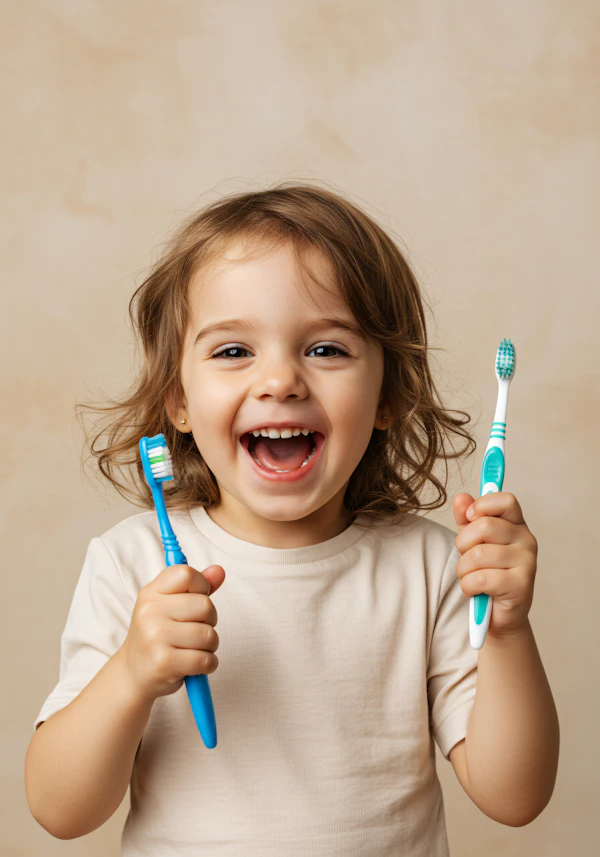 Child with Toothbrushes