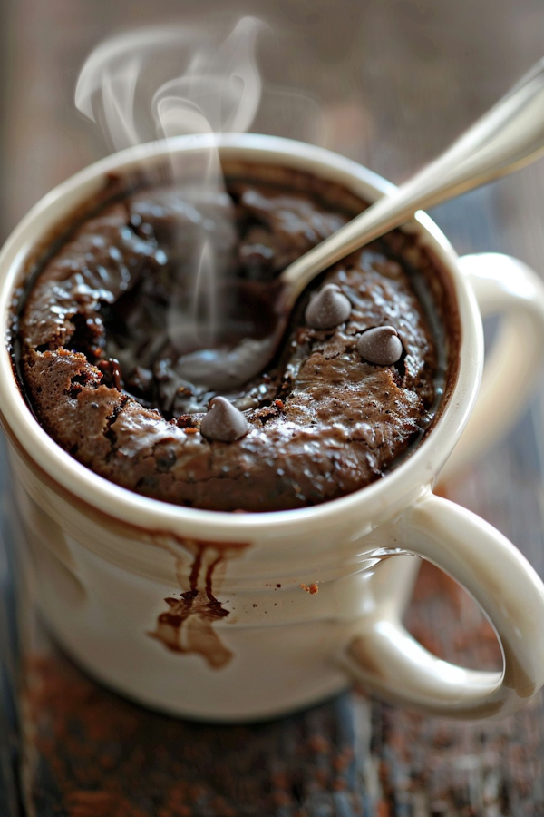 Freshly Baked Chocolate Dessert in Ceramic Mug