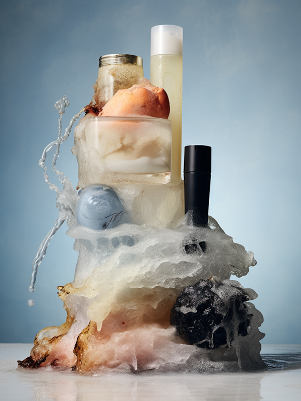 Frozen Elegance: Beauty Products in Ice