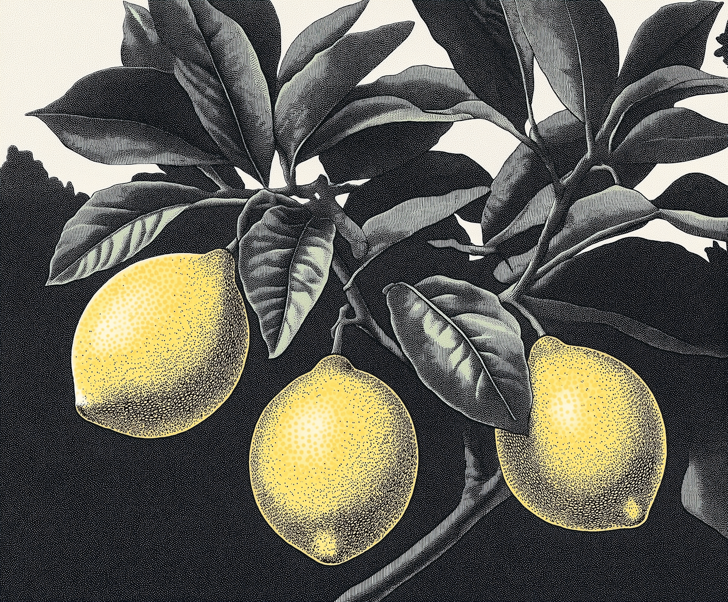 Detailed Botanical Illustration of Lemons