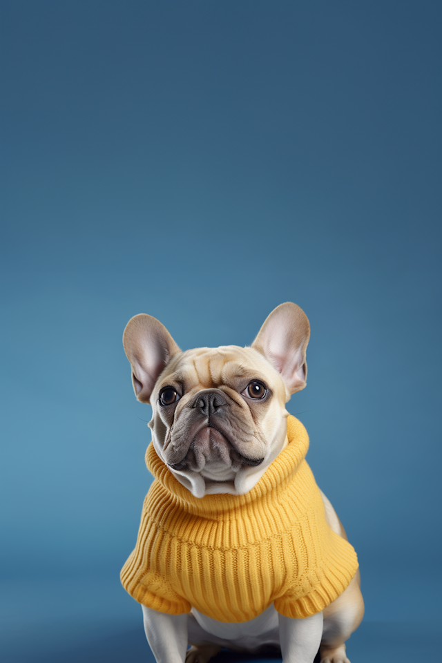 French Bulldog in Yellow Turtleneck