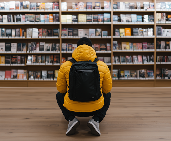 Man Browsing Books in Bookstore