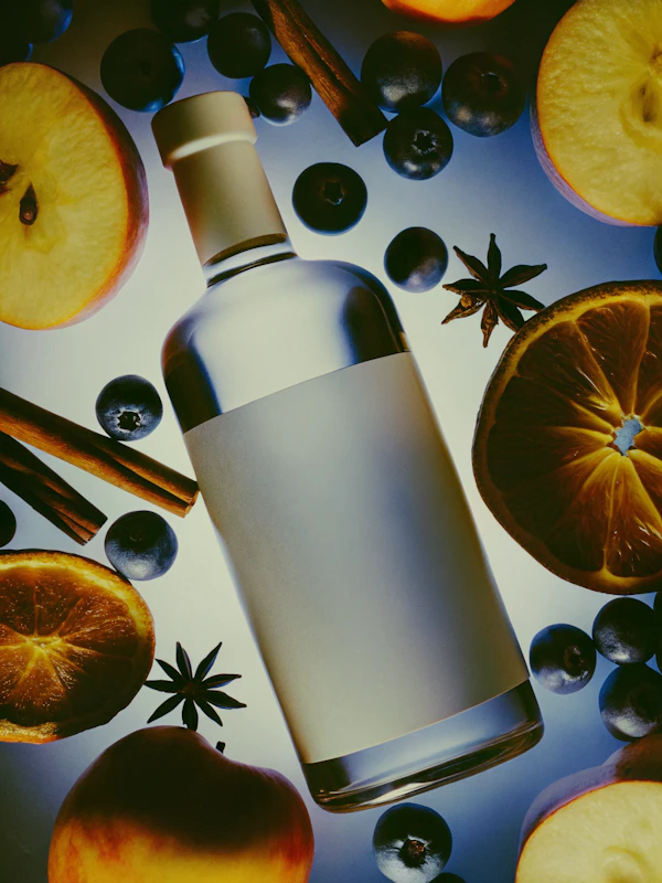 Frosted Bottle & Fruits