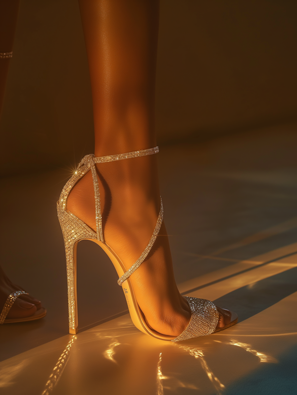 Elegant High-Heeled Shoe in Luxurious Setting