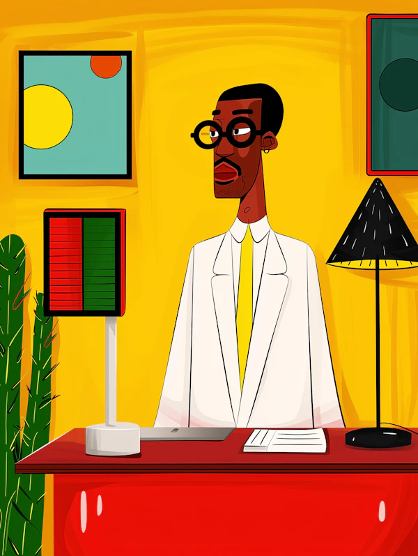 Stylized Person at Desk