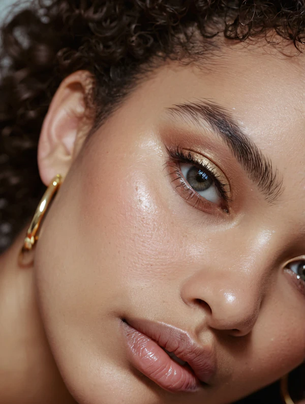 Close-up Portrait with Gold Accents