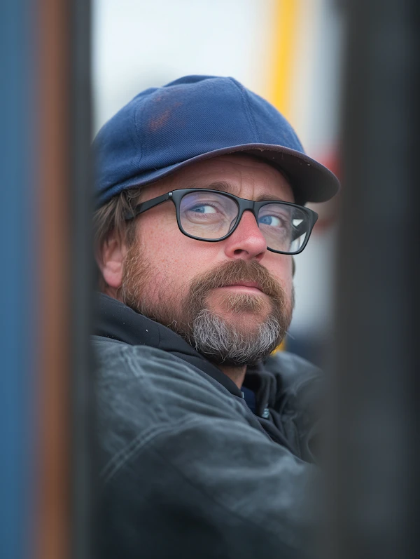 Contemplative Man in Blue Cap