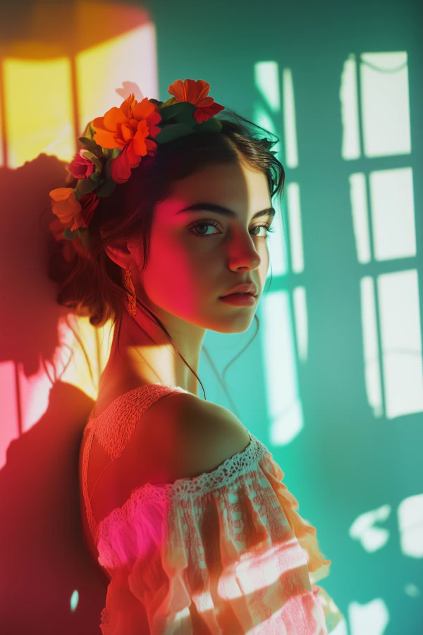 Serene Woman with Floral Crown