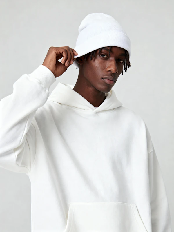 Young Man in White Hoodie