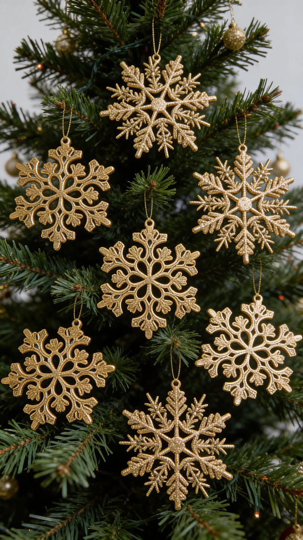 Golden Snowflake Ornaments