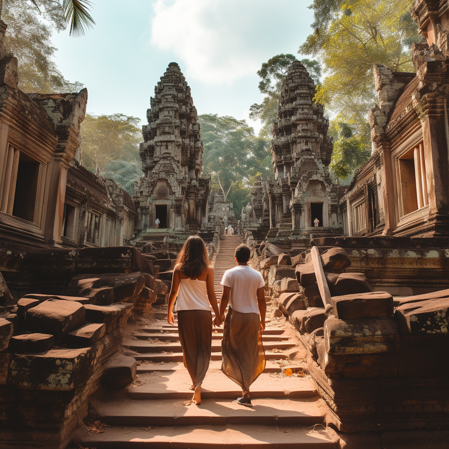 Hand-in-Hand Amidst Ancient Ruins