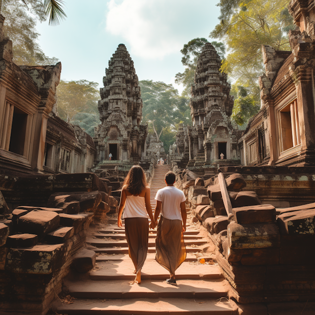 Hand-in-Hand Amidst Ancient Ruins