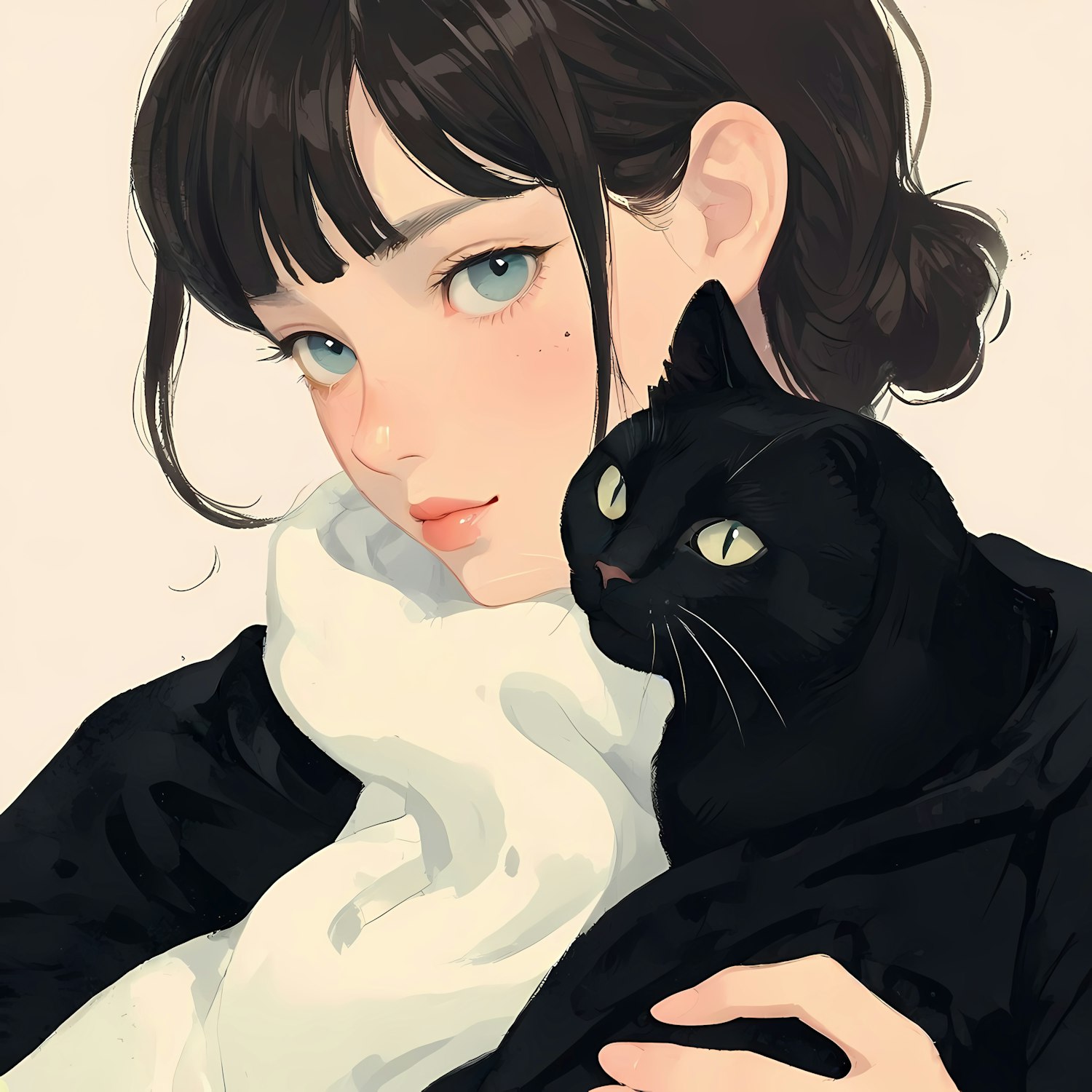 Woman with Black Cat