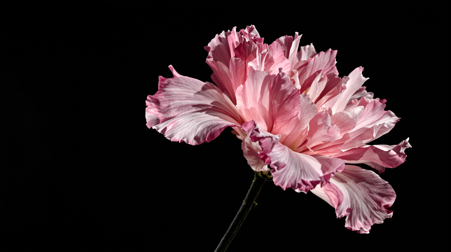 Striking Pink Flower on Black Background