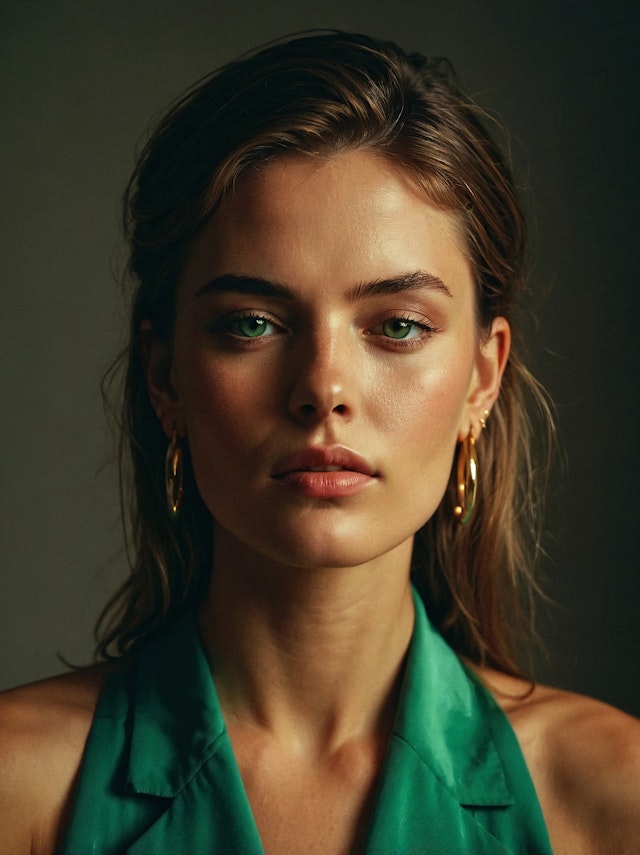 Portrait of a Woman with Green Eyes