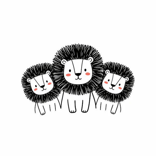 Cartoon Lion Family