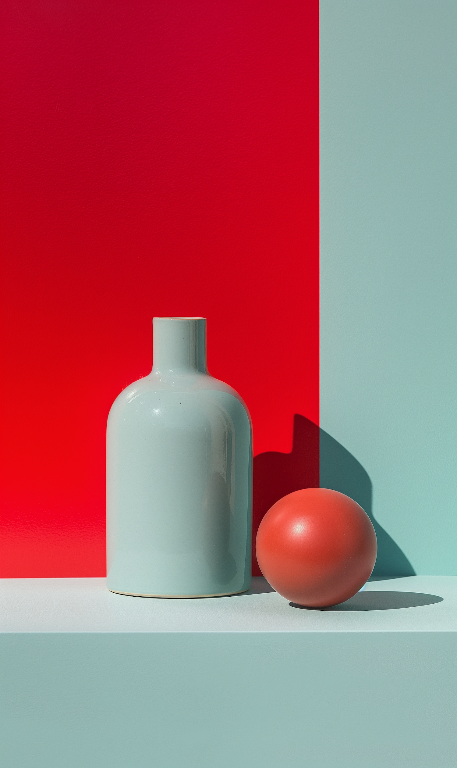 Minimalist Vase and Sphere Composition